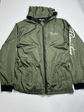 Primitive Skateboarding Windbreaker Jacket Mens L Green Hooded Full Zip Logo